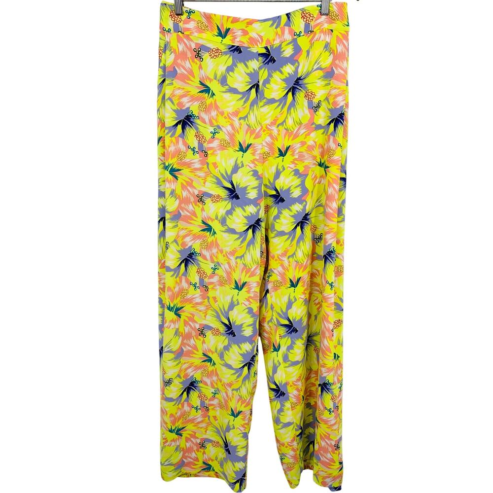 Jessica Simpson Plus  3X Yellow Floral Wide Leg Casual Women Stretch Waist New